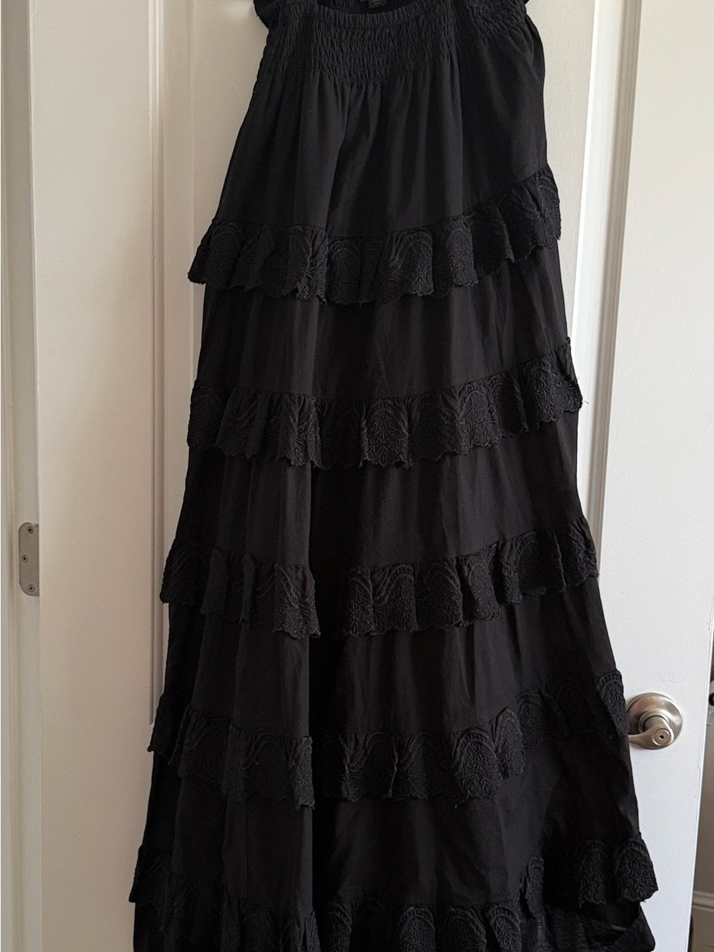 AllSaints Black Tiered Ruffle Maxi Dress